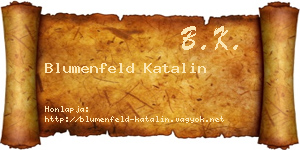 Blumenfeld Katalin névjegykártya